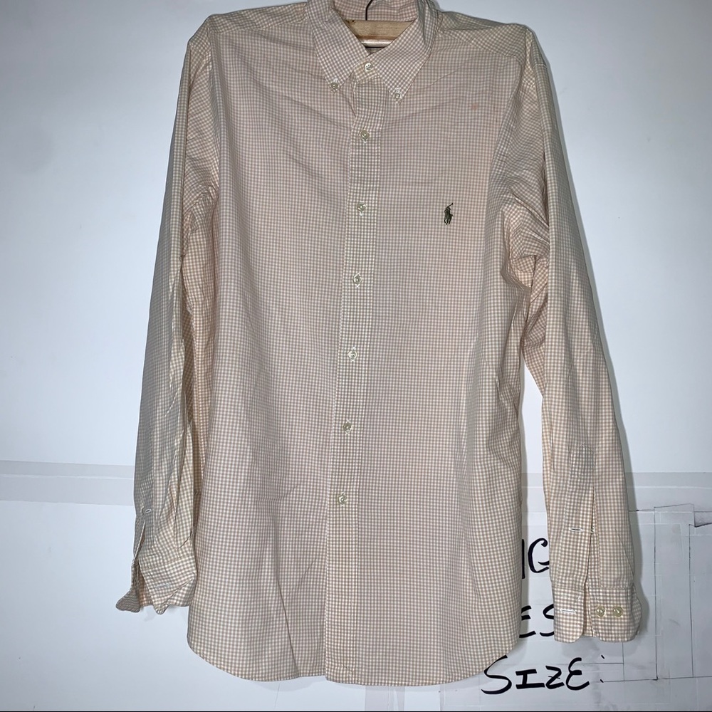 Polo Ralph Lauren Size 16/L Button Down Tan white